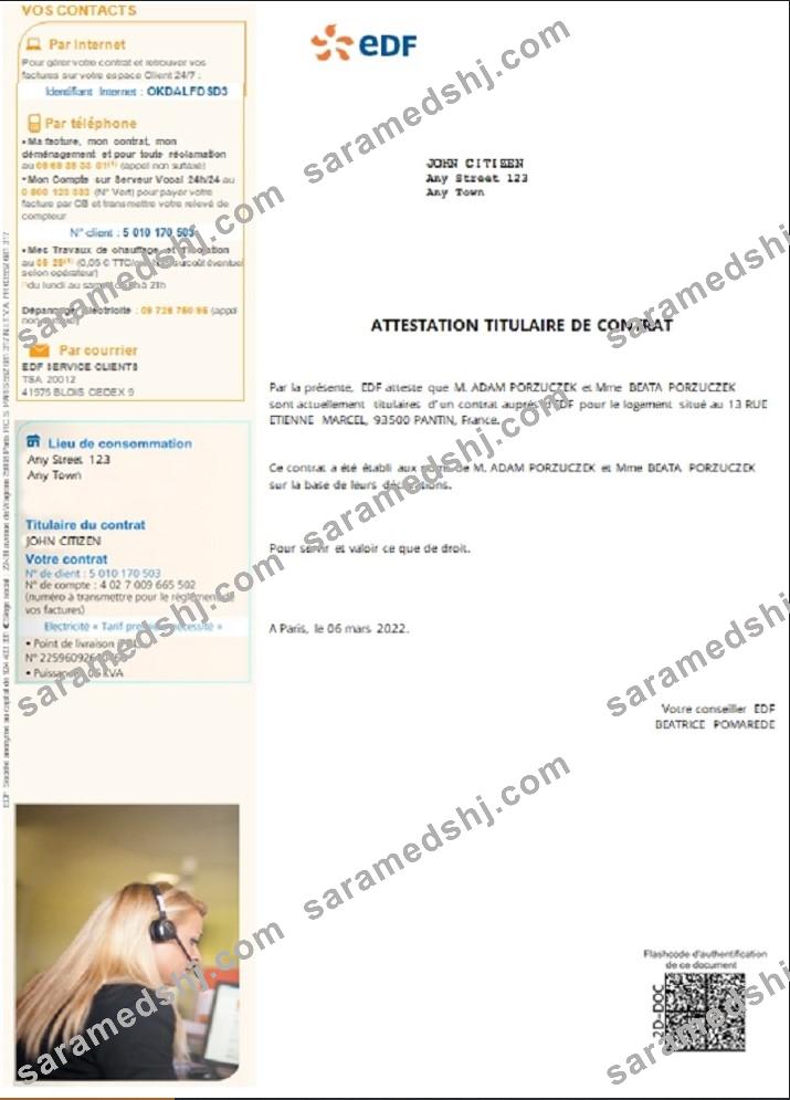 France EDF attestation de contrat
